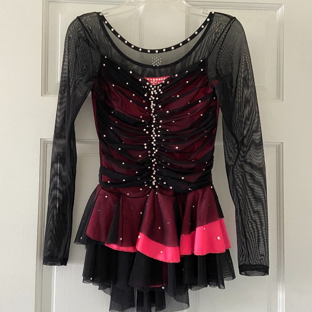 Figure Skating dress - Long sleeve, Coral